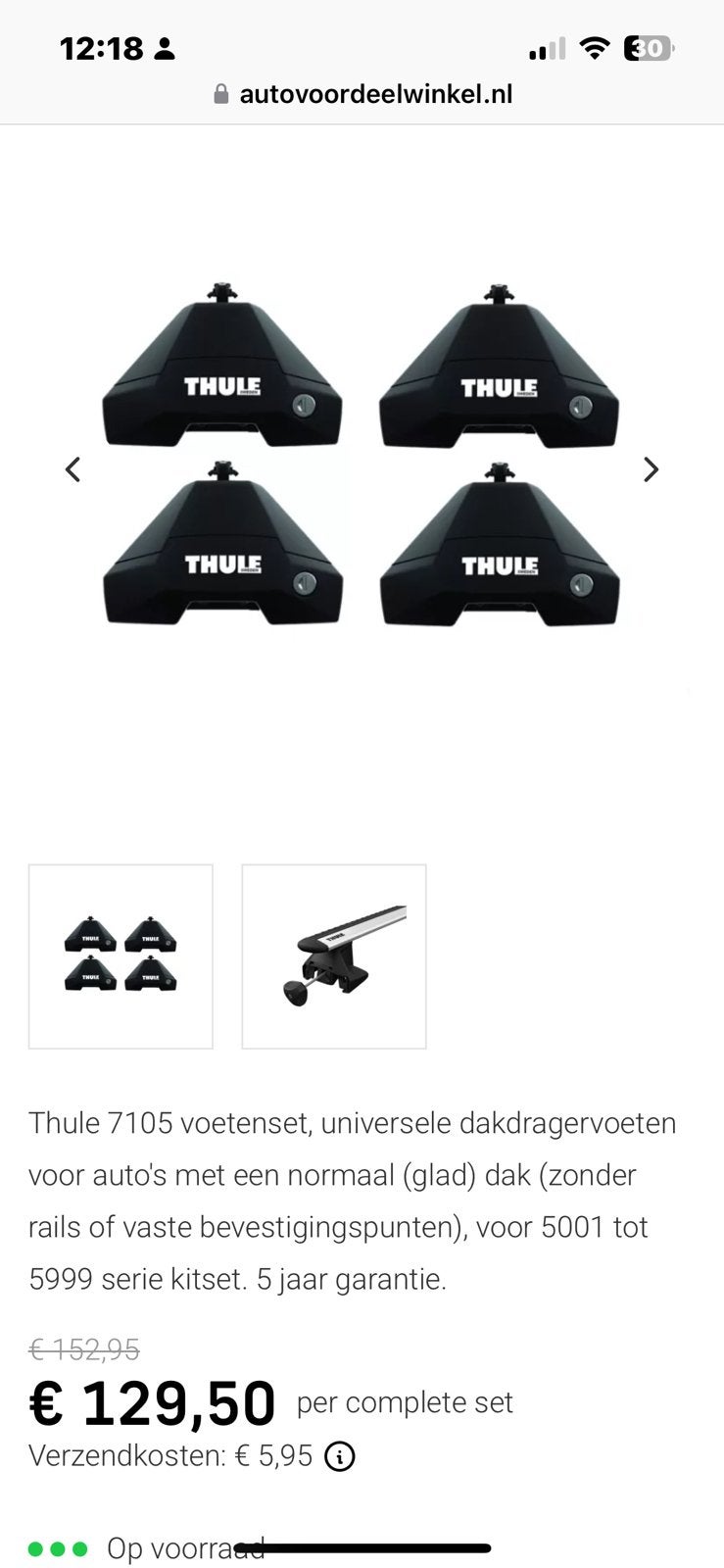 Thule evo clamp voetenset, Ophalen of Verzenden, Zo goed als nieuw