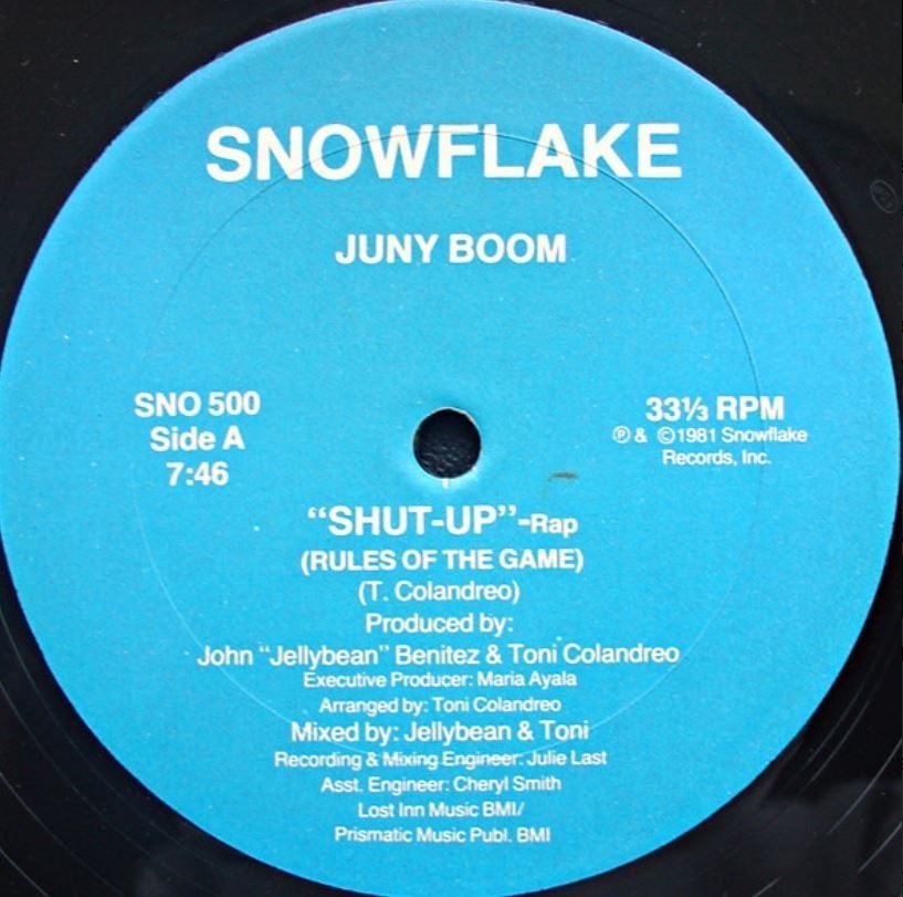12" maxi : Juny Boom - Shut-Up  - Rules of the Game, Cd's en Dvd's, Vinyl | Dance en House, LP, Gebruikt, Beschermende buitenhoes