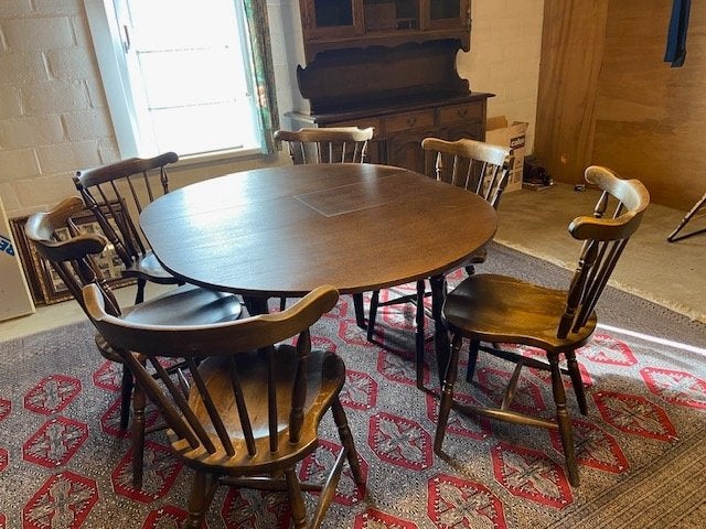 Tafel - 6 stoelen - bijhorende kast, Huis en Inrichting, Ophalen, Gebruikt, Bruin, Vijf, Zes of meer stoelen