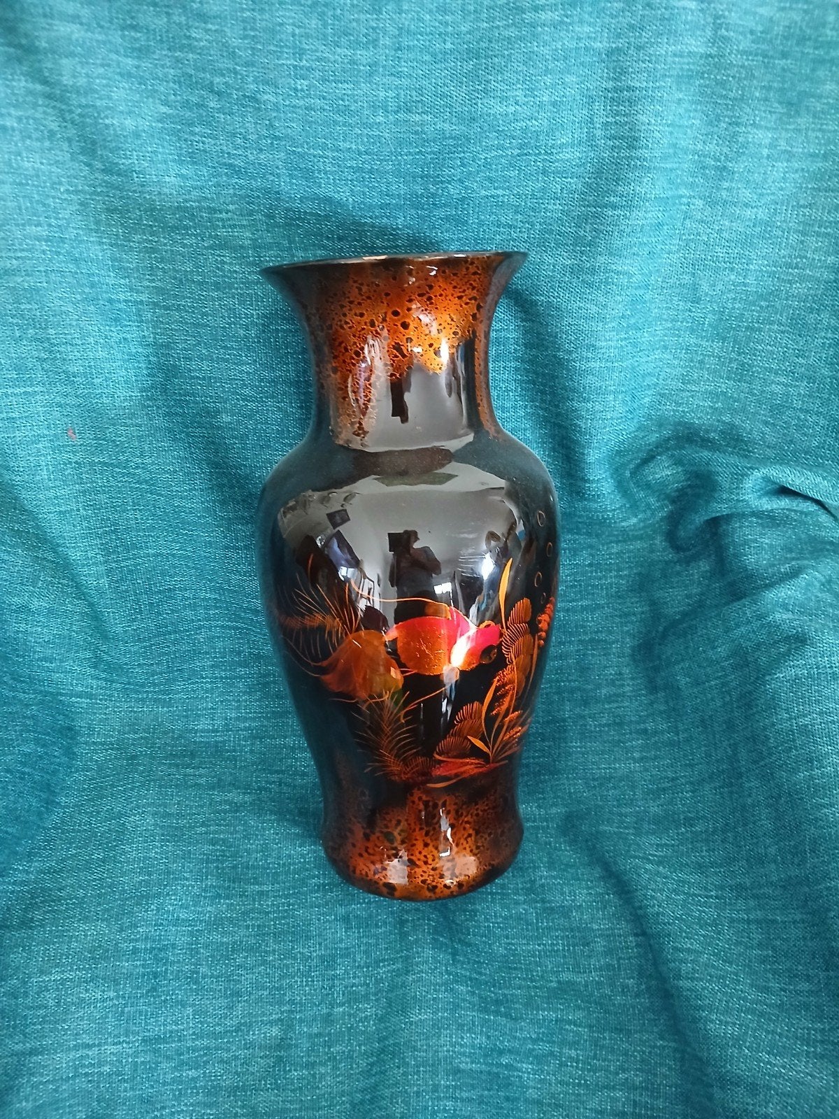 Grand vase ceramique emaillee deco nature, Antiquités & Art, Enlèvement