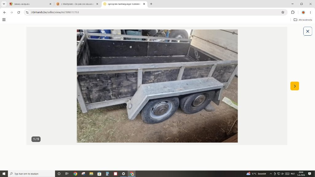 oplooprem aanhanger dubbelasser mtm 1500kg, Enlèvement, Utilisé
