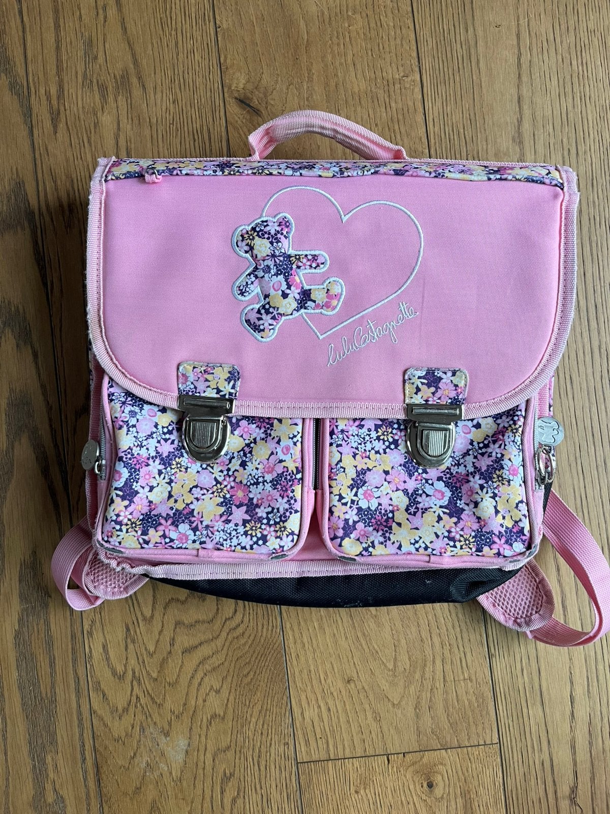 Sac d’ecole lulu castagnettes rose, Ophalen, Rugtas, Roze, 30 tot 40 cm