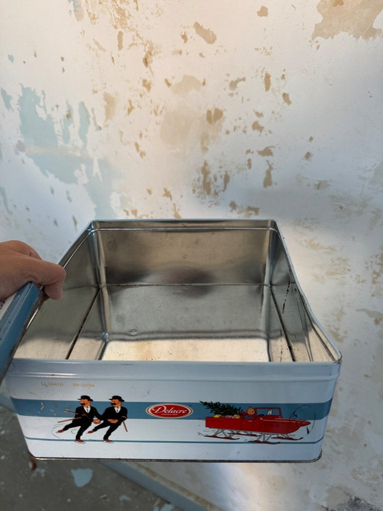Tintin doos, Antiek en Kunst, Kunst | Designobjecten, Ophalen, Schaal, Blauw, Metaal