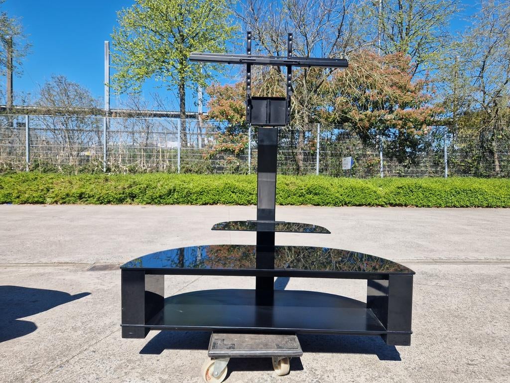 TV meubel met wandsteun – zwart glas – modern, Ophalen