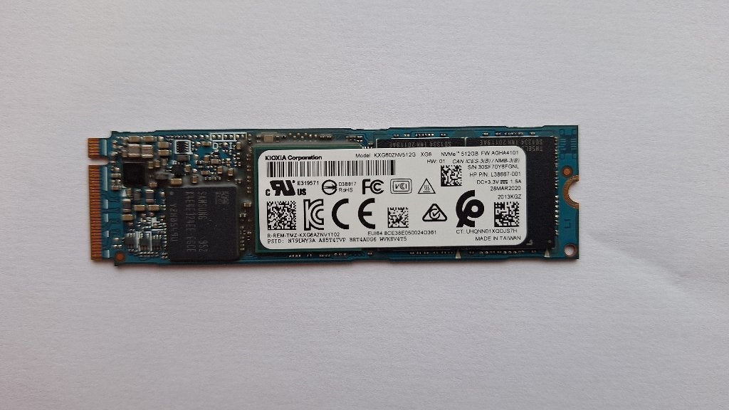 Kioxia 512GB M.2 NVMe SSD, 512GB, SSD, Interne, Utilisé
