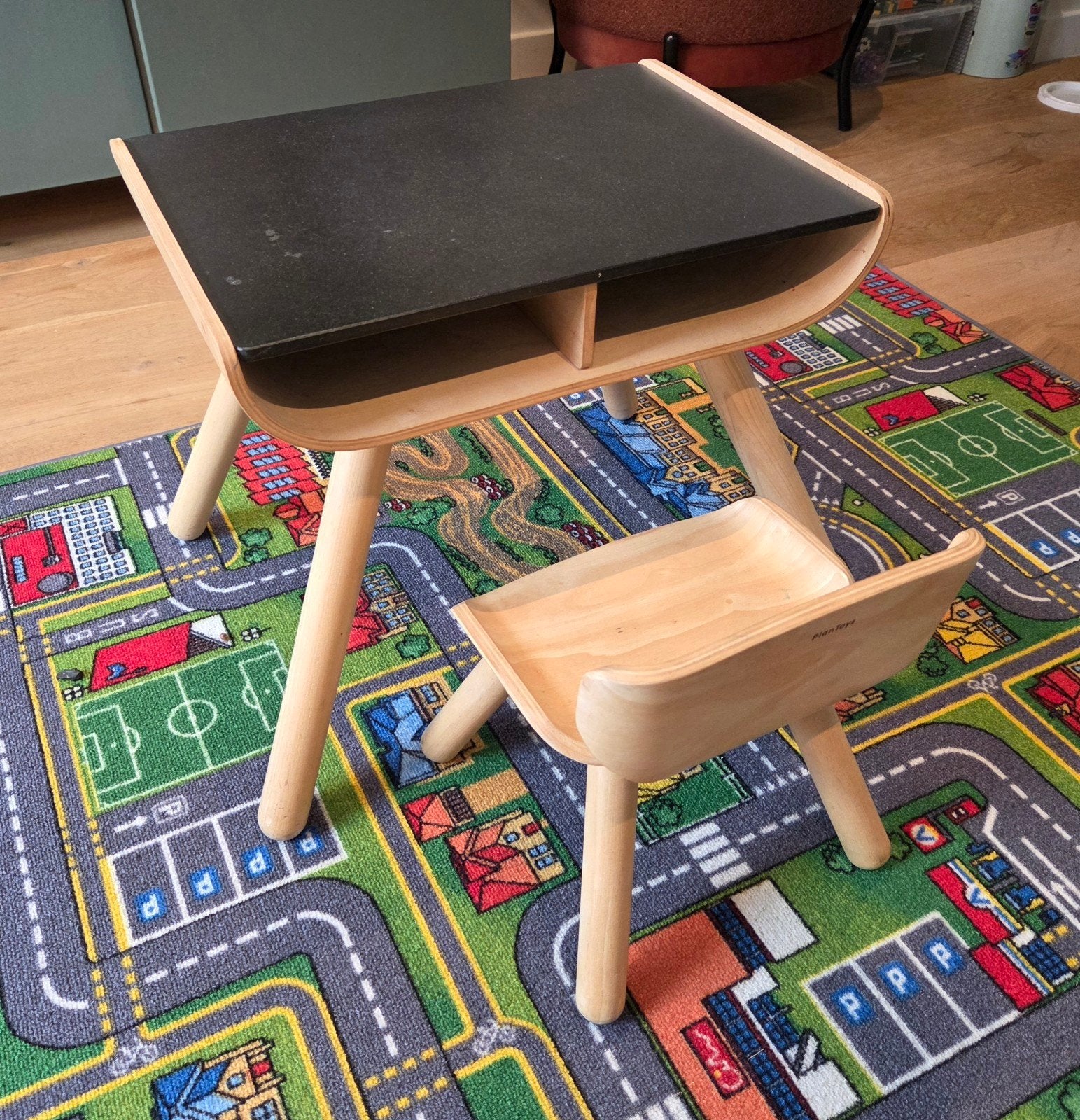 PlanToys Houten Tafel & Stoel Set – Zwart, Ophalen