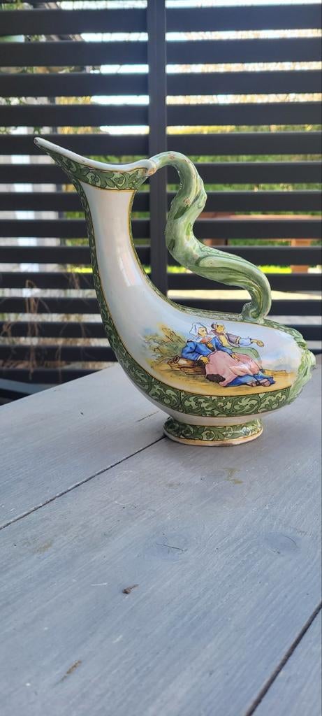 Rare aiguière Porquier-Beau Quimper XIXe décor breton., Enlèvement ou Envoi