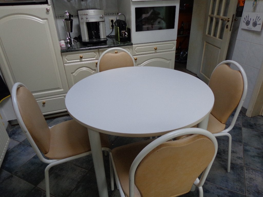 RONDE KEUKENTAFEL 100 CM + 4 STOELEN, Ophalen, Gebruikt