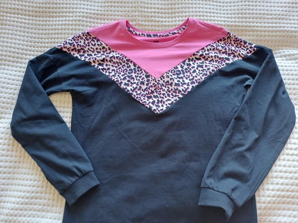 Blauw met roze kleedje lange mouwen 146-152, Robe ou Jupe, WE, Enlèvement ou Envoi, Comme neuf