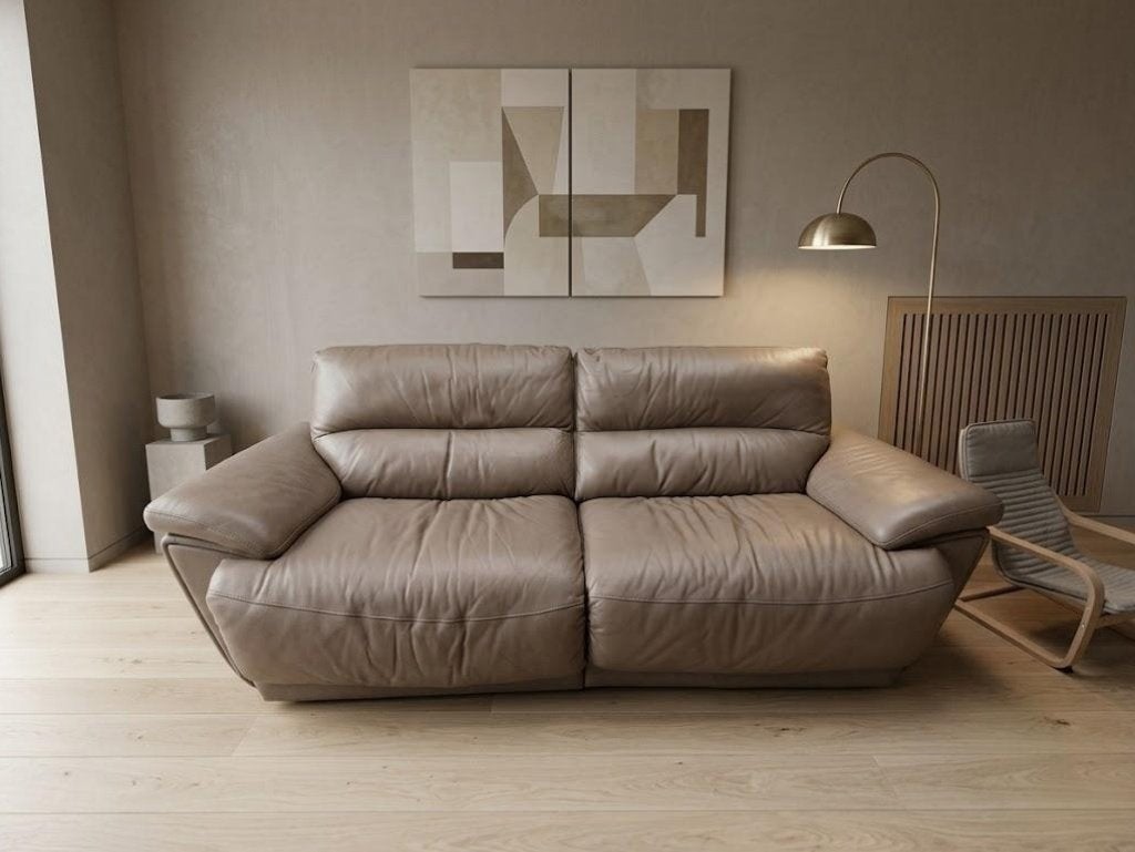 CHÂTEAU D'AX 4-zits leren bank van 238 cm, Ophalen, Gebruikt, Rechte bank, 200 tot 250 cm