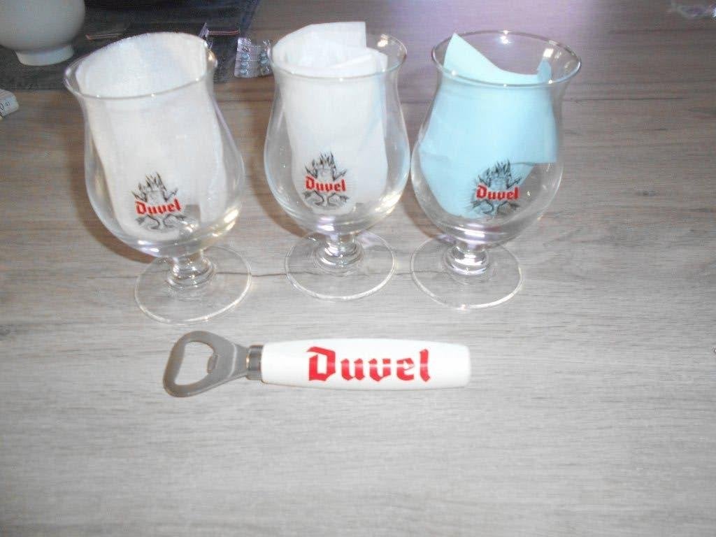 3 kleine duvelglazen 16,5 cl en opendoender, Ophalen of Verzenden, Nieuw, Glas of Glazen, Duvel