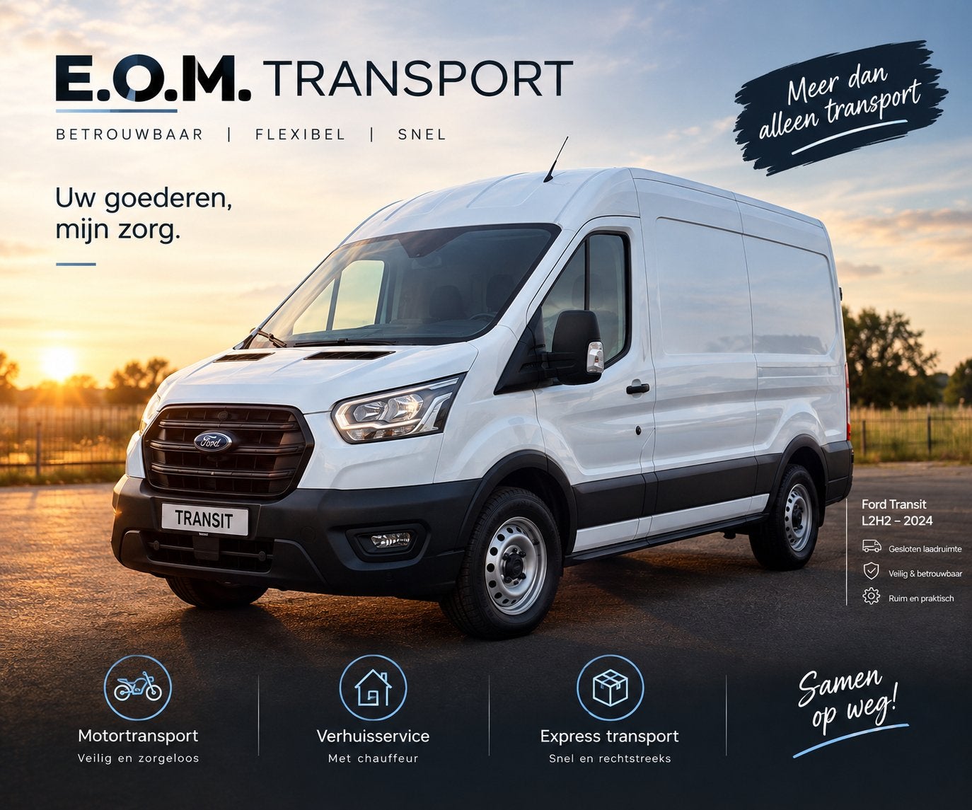 E.o.m. Transport same day delivery, Chauffeursdiensten