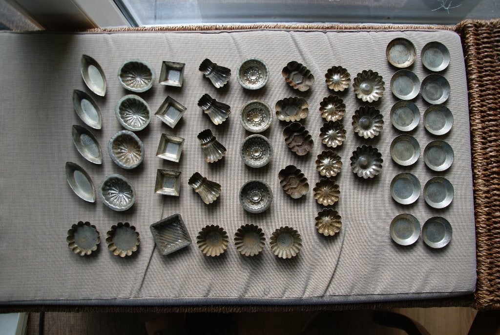 unieke oude metalen bakvormen voor kleine hapjes, Ophalen of Verzenden, Gebruikt, Bakvorm