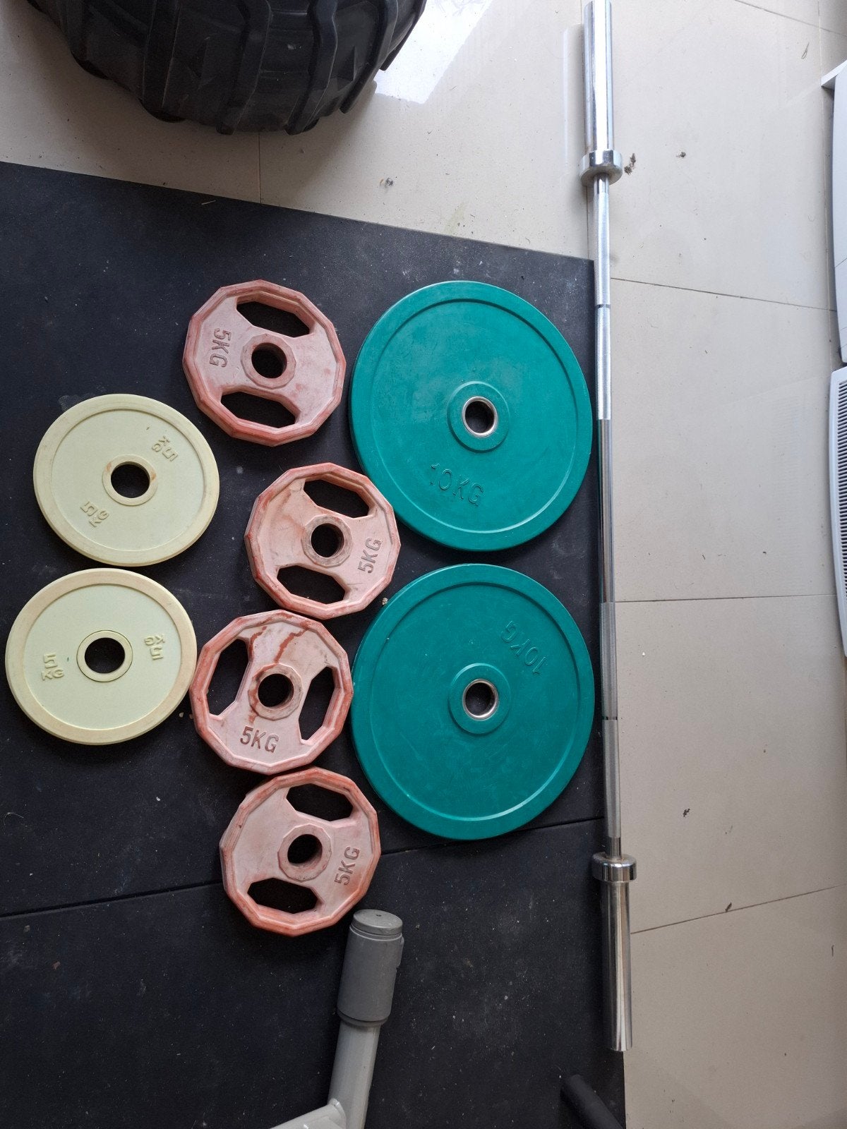 barbell halterstang bumperplates gewichten fitness gym, Ophalen