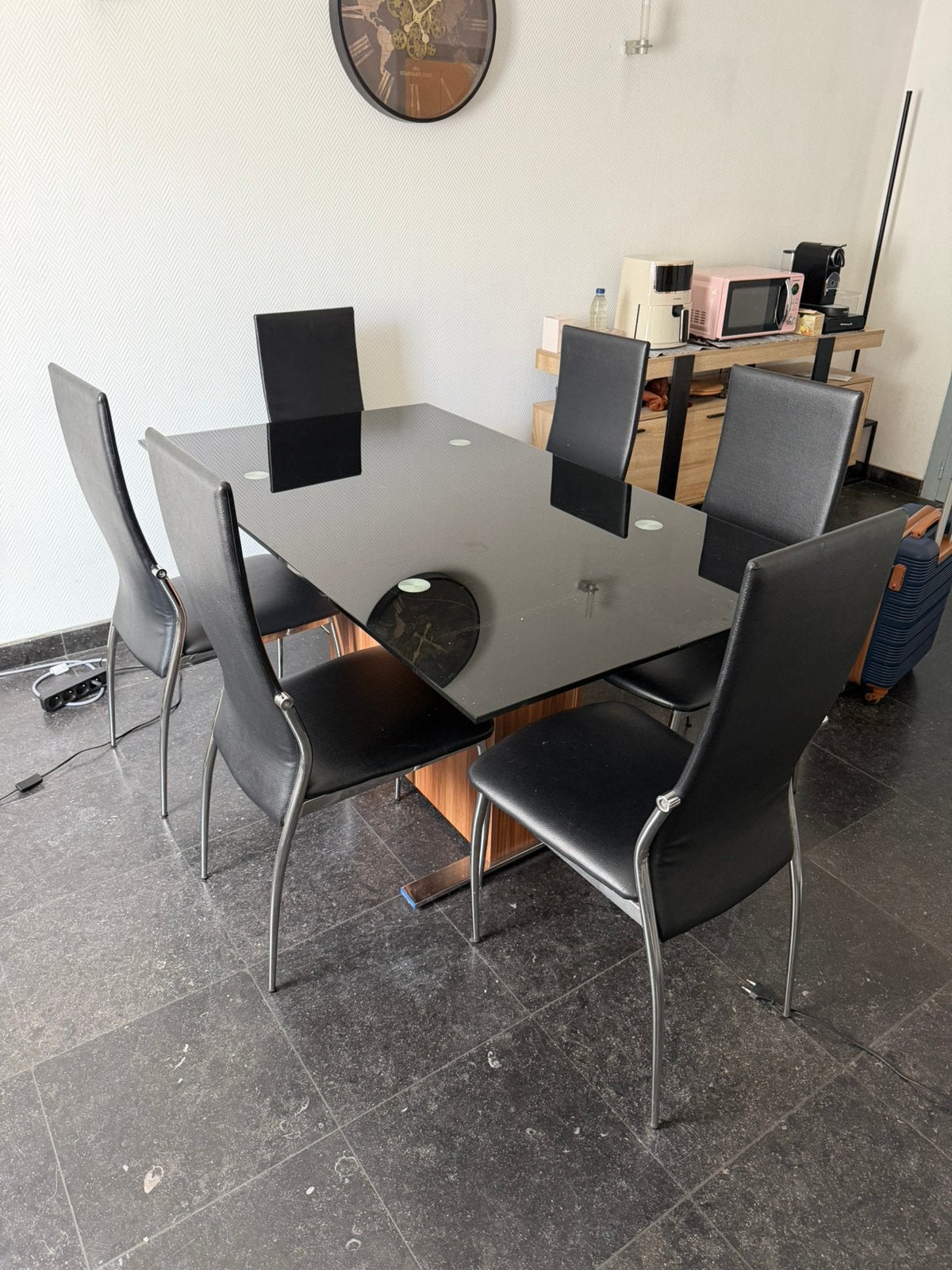 Mooie eettafel 6 pers, Huis en Inrichting, Ophalen, Gebruikt, Glas, Vijf personen of meer