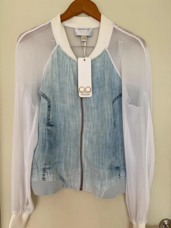 Bomber/veste bi-matière, jeans. Wagoon, taille M. Neuf, Kleding | Dames, Ophalen of Verzenden, Nieuw, Wit