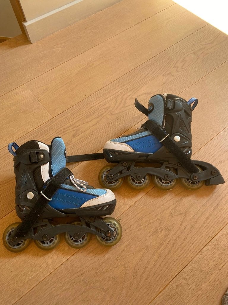 Optimum rolschaatsen – blauw – verstelbaar maat 32–35, Ophalen, Verstelbaar, Gebruikt, Kinderen