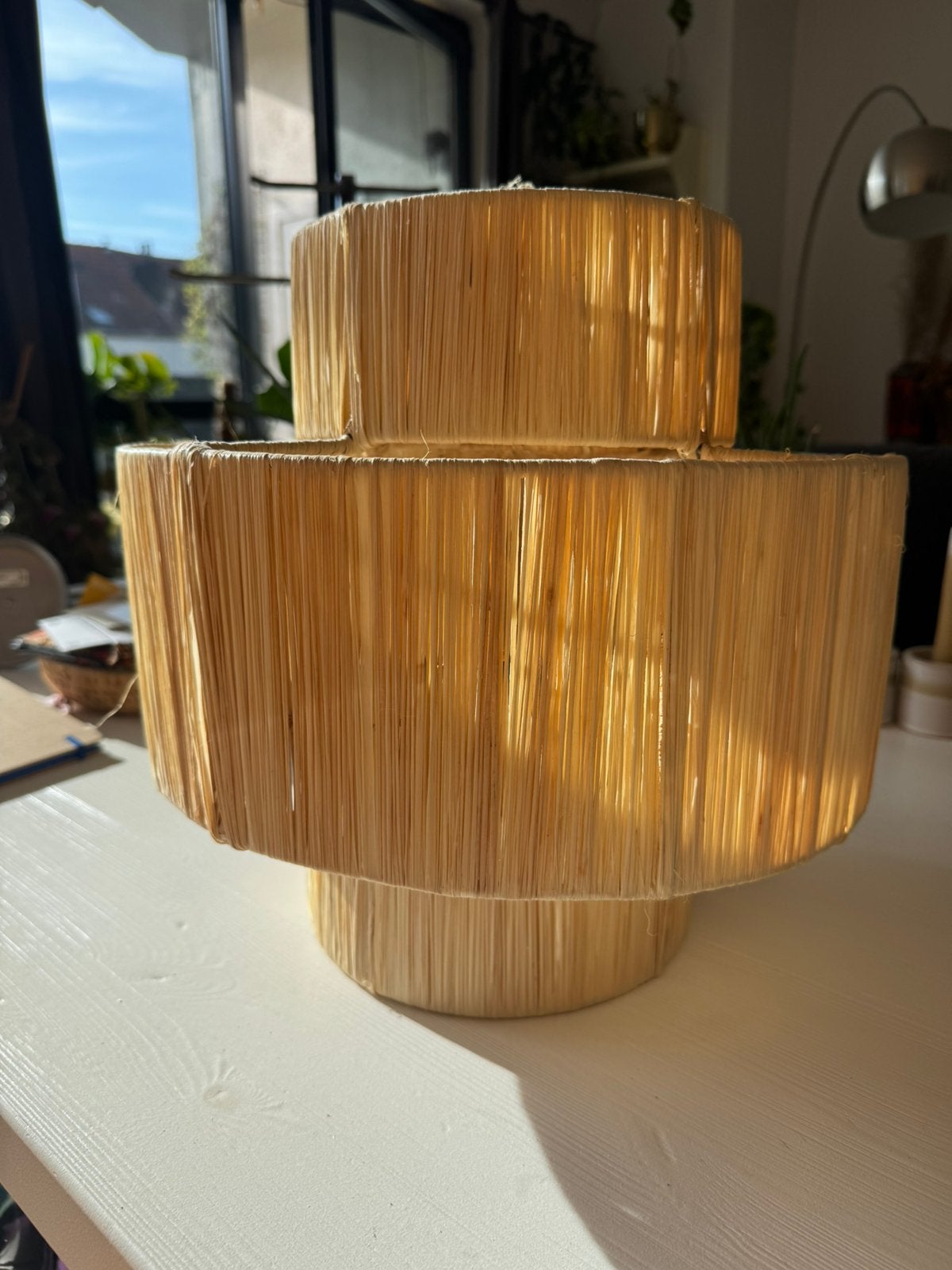 Suspension en raphia naturel Ø 42 cm avec système électrique, Maison & Meubles, Enlèvement ou Envoi, Comme neuf