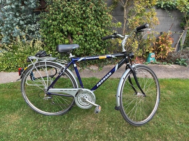 herenfiets, maat 50, blauw, Fietsen en Brommers, Velgrem, Versnellingen, 49 tot 53 cm, Zo goed als nieuw