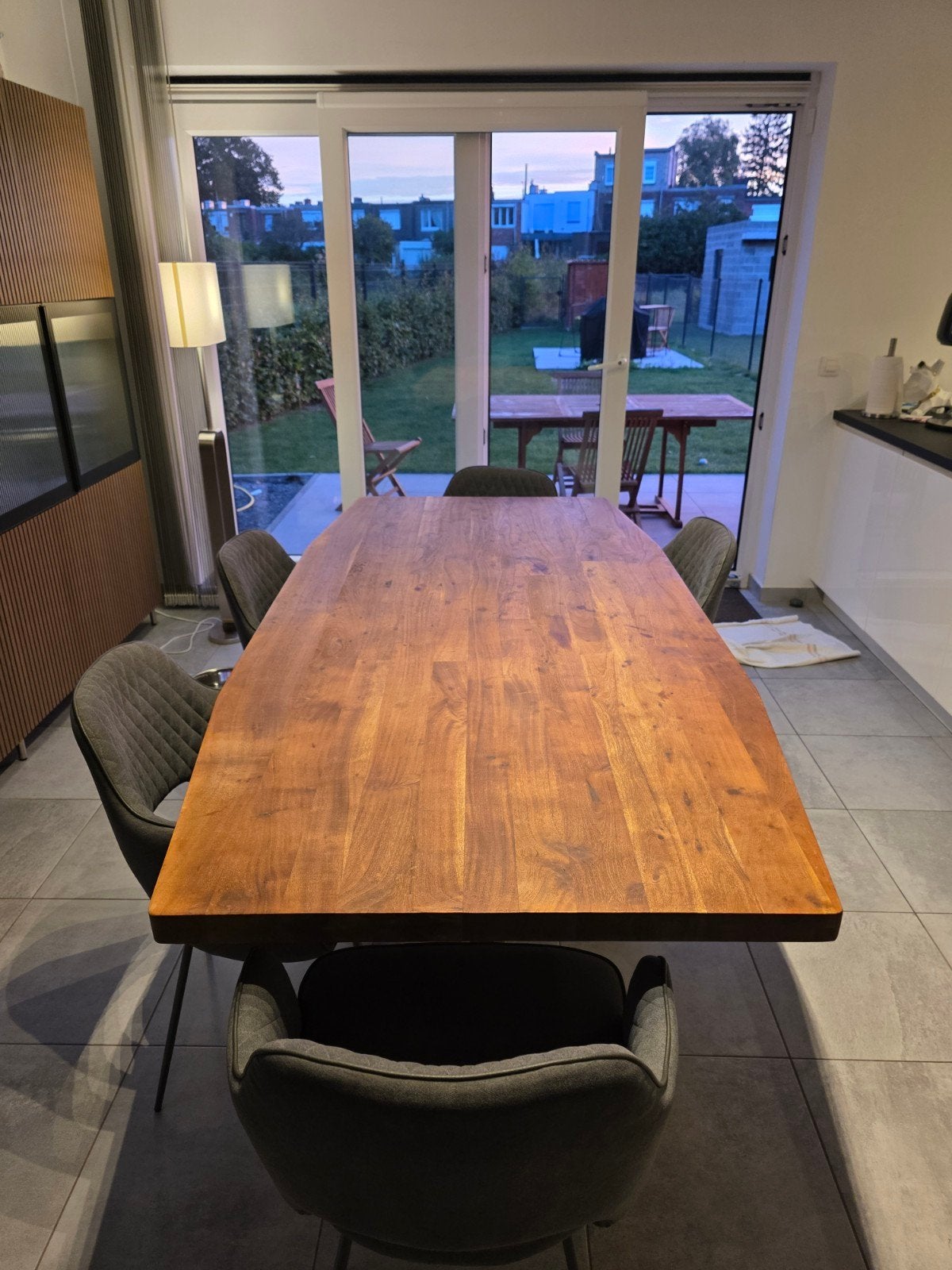 Table en chene foncé  salle amanger table et chaise 6 pcs, Enlèvement, Comme neuf