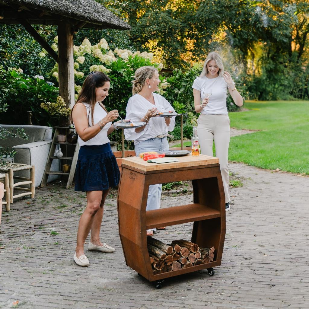 bbq bijzettafel tabla Cortar van Cortenstaal met snijplank, Enlèvement ou Envoi, Neuf, RJRoyal Living