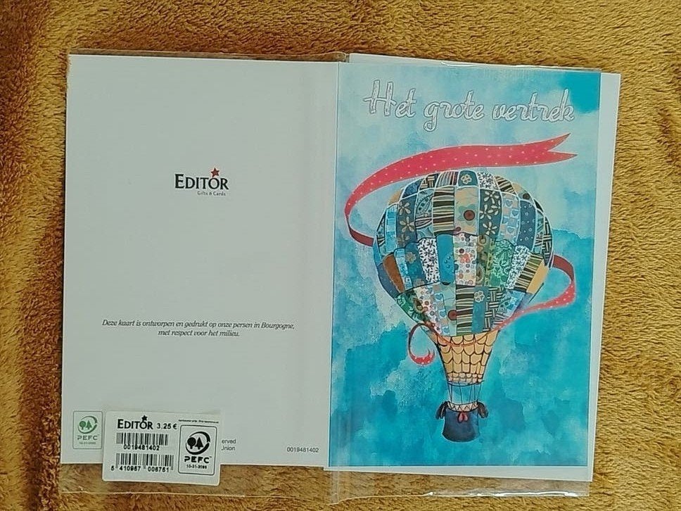 JOLIE CARTE DE VOEUX MOTIF MONTGOLFIÈRE AVEC ENVELOPPE, Enlèvement ou Envoi, Neuf, Autres thèmes