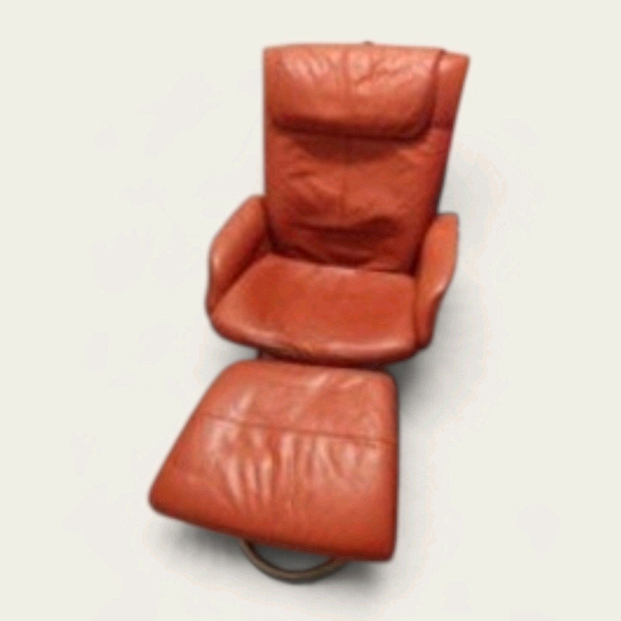Retro / Vintage IKEA Malung draaistoel met hocker, Huis en Inrichting, Ophalen, Gebruikt, Leer, Vintage