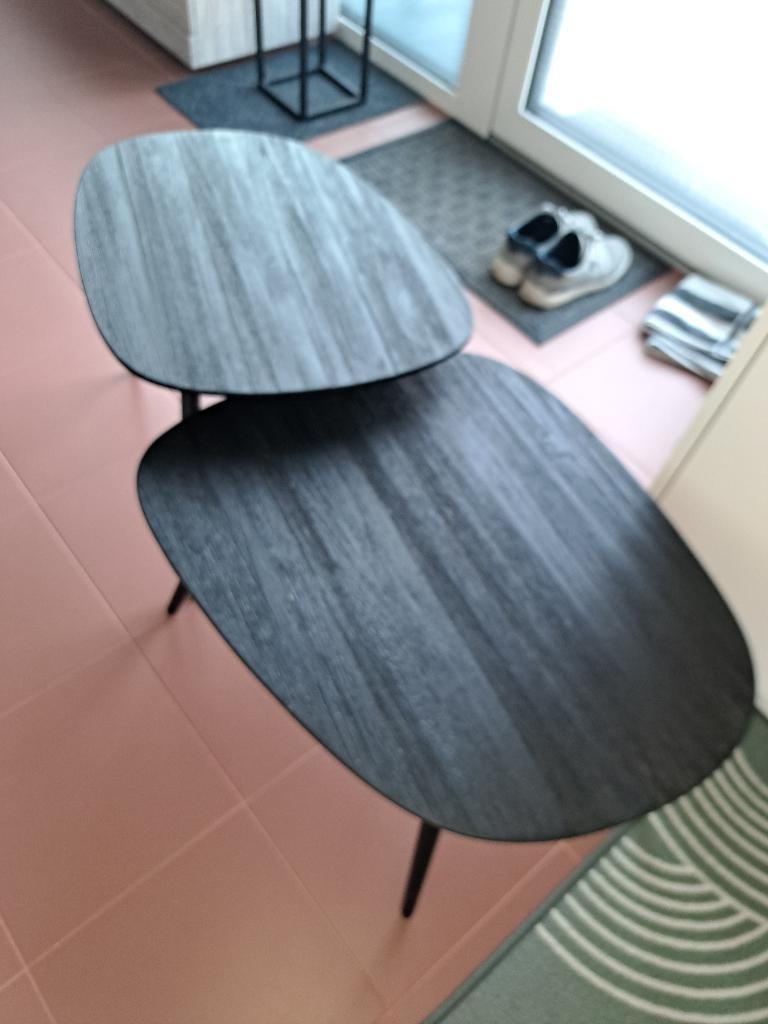 Salon tafeltje 2-delig, Ophalen, Eikenhout, Zo goed als nieuw, 75 cm of meer