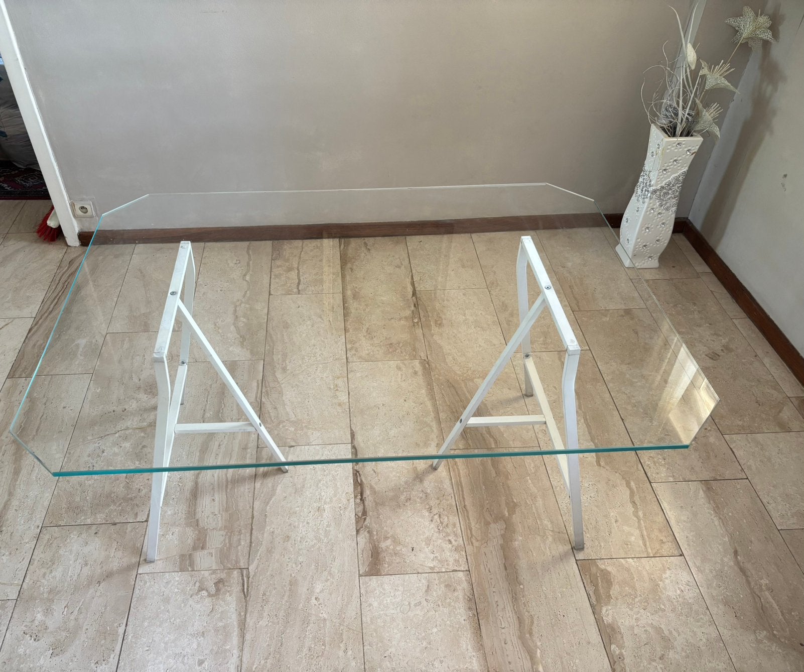 Tafel van gehard en veilig glas 140 cm/100 cm/75 cm LxBxH, Huis en Inrichting, Tafels | Eettafels, Ophalen, Zo goed als nieuw