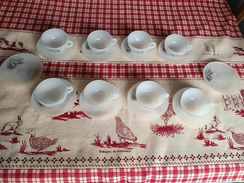 Frans Vintage koffie servies arcopal, Huis en Inrichting, Keuken | Servies, Gebruikt, Overige merken, Verzenden, Vintage