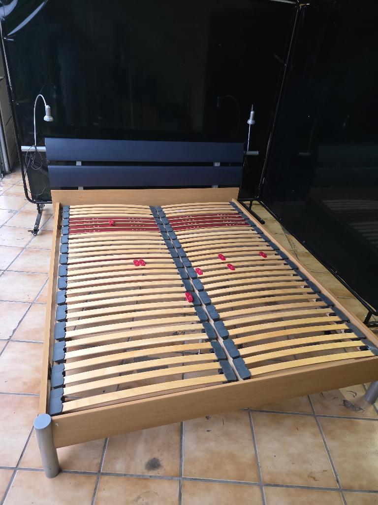 Lit 2 mersonnes, Huis en Inrichting, Slaapkamer | Beddengoed, Gebruikt, Tweepersoons, Blauw, Ophalen