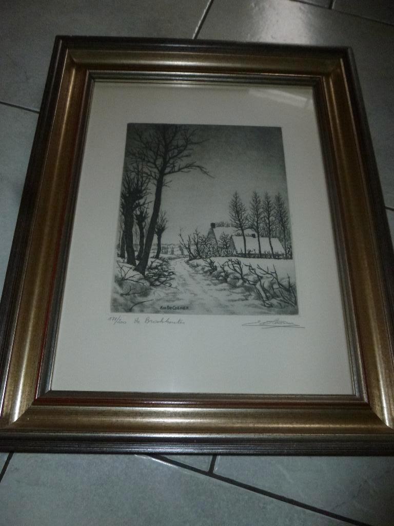 Ets Emile de Cooman , broekkouter, Antiek en Kunst, Kunst | Etsen en Gravures, Ophalen of Verzenden