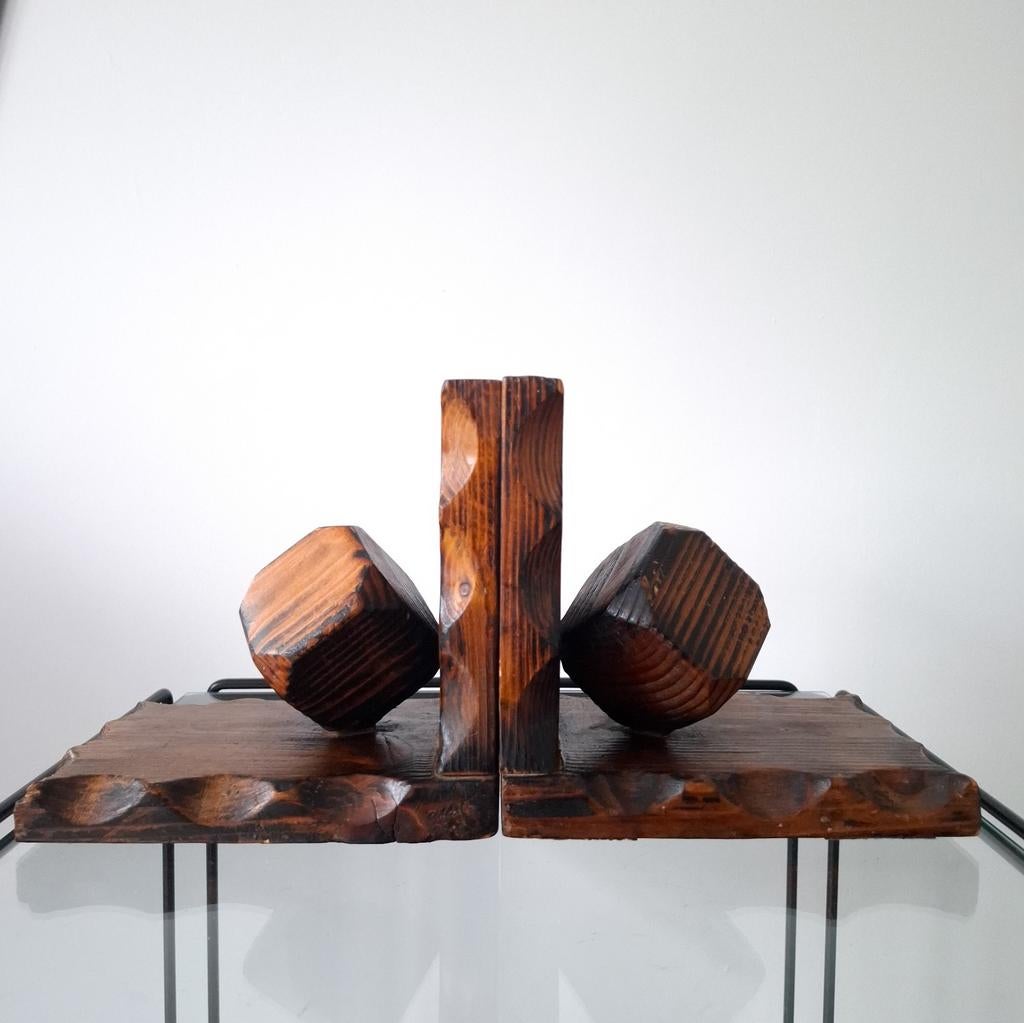 Set vintage houten boekensteunen art deco jaren 30/40, Ophalen of Verzenden