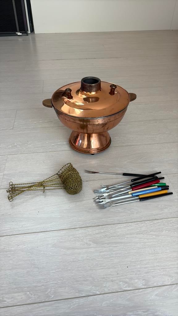Koperen vleesfondue toestel, Electroménager, Fondue, Enlèvement, Utilisé, Électrique, Service à fondue
