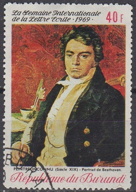 Burundi - 'Ludwig van Beethoven' - Duitse school - 1969, Ophalen of Verzenden, Gestempeld