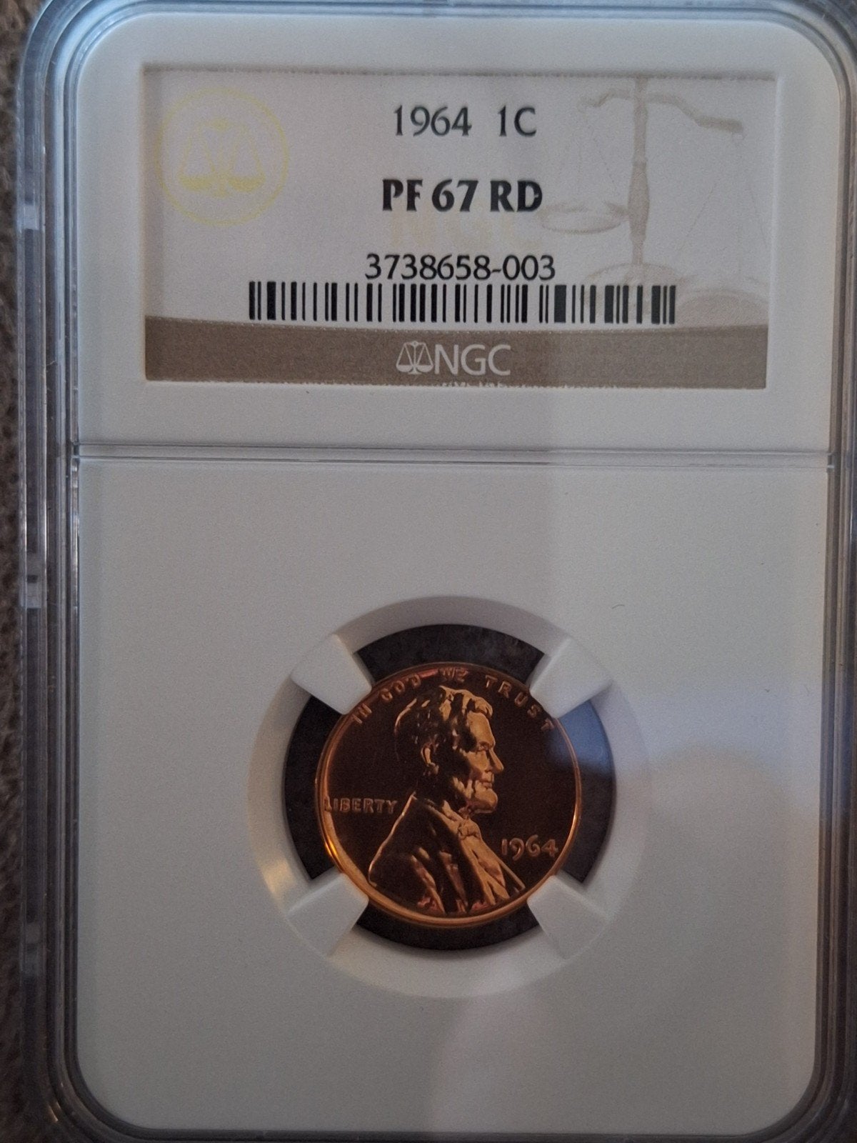 États-Unis 1 cent 1964 Lincoln Penny — NGC PF 67 RD (magnifi, Enlèvement ou Envoi, Cuivre