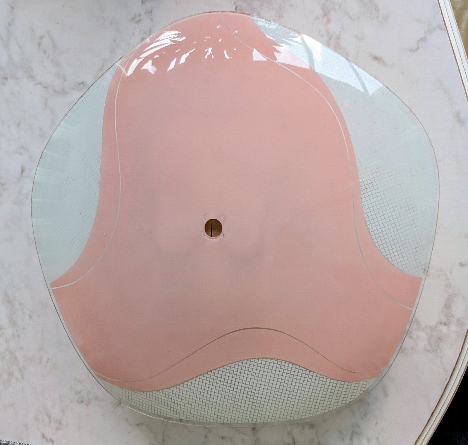 vintage plafondlamp uit de jaren 60, met een roze glazen kap, Huis en Inrichting, Roze, Ophalen of Verzenden, Glas, Plafondlamp