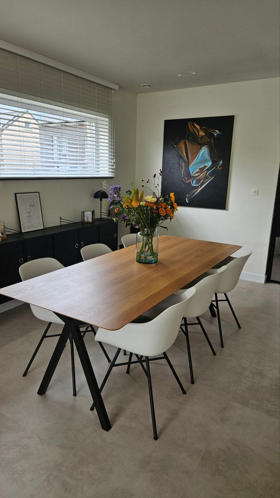 Eettafel Studio Henk + salontafels Studio Henk + 6 stoelen, Huis en Inrichting, Tafels | Eettafels, Ophalen, Eikenhout, 200 cm of meer