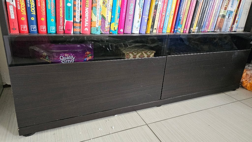 TV meubel met boekenkast, Huis en Inrichting, Ophalen, Gebruikt, Glas, 150 tot 200 cm
