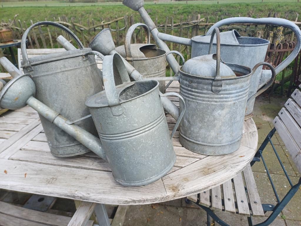 5 antieke zinken gieters, Antiek en Kunst, Ophalen
