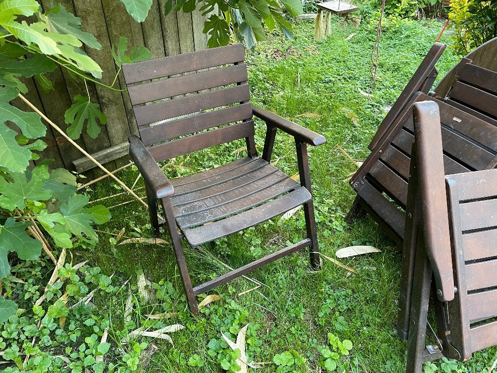 Tuinset Sieger vintage kussens, Ophalen, Gebruikt, Hout