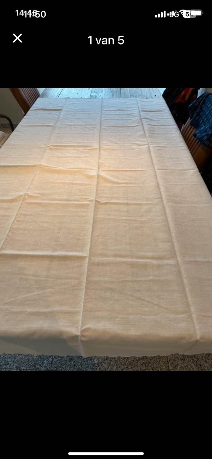Ecru tafellaken met 6 servetten NIEUW, Nieuw, Ophalen of Verzenden, 140 cm, Beige