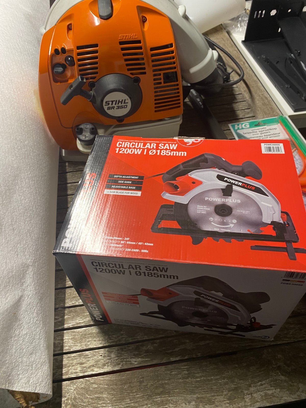 Cirkelzaag Powerplus 1200w 185mm zoals nieuw, Doe-het-zelf en Bouw, Ophalen, Zo goed als nieuw, Cirkelzaag