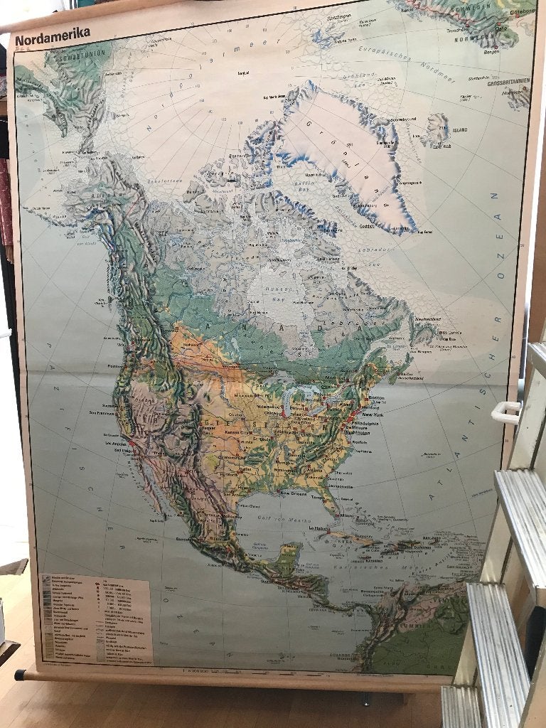 schoolkaart Noord Amerika, Verzamelen, Ophalen of Verzenden, Zo goed als nieuw