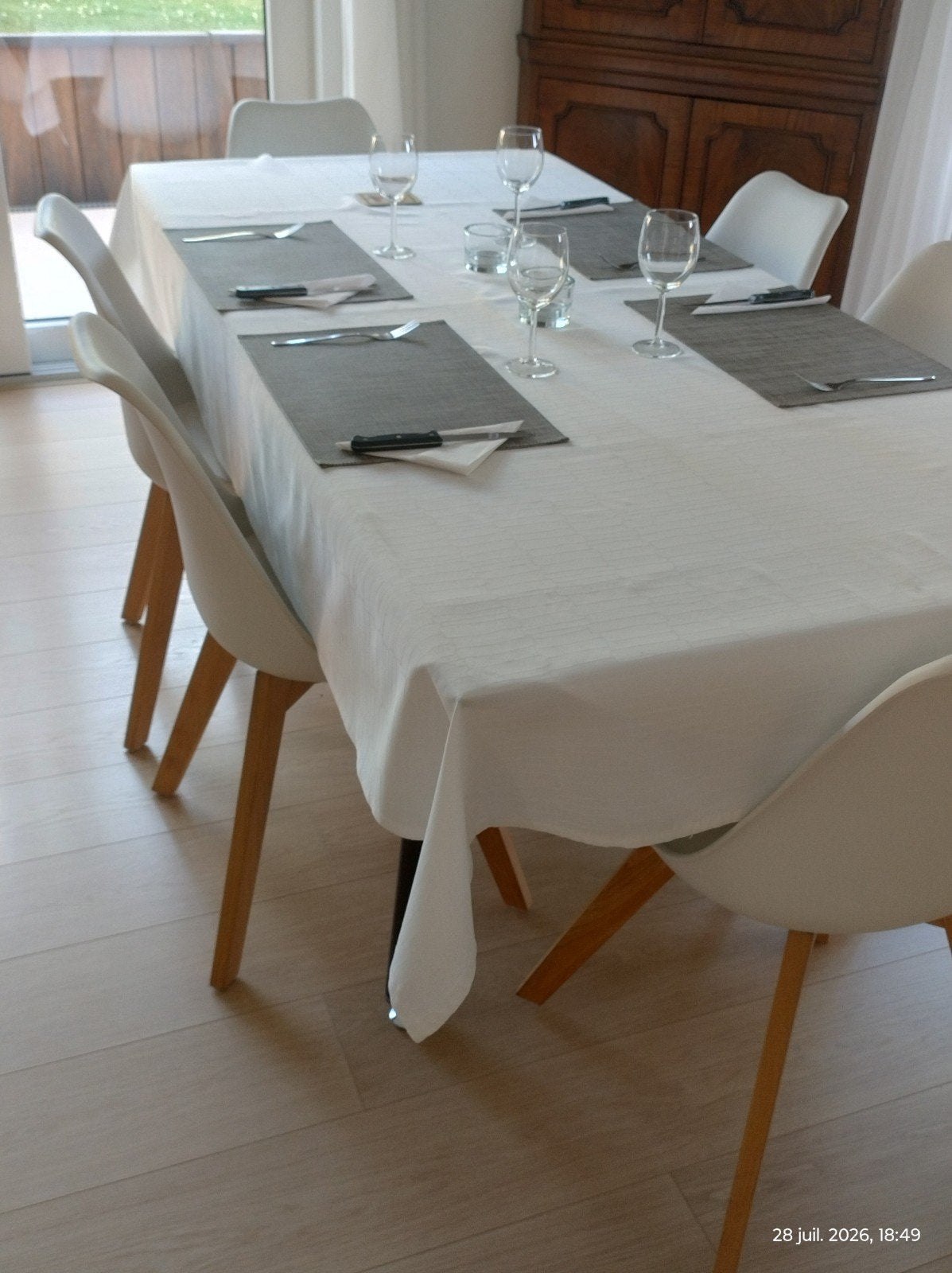 Witte stoelen (6) in Scandinavische stijl, Gebruikt, Wit, Scandinave, Vijf, Zes of meer stoelen