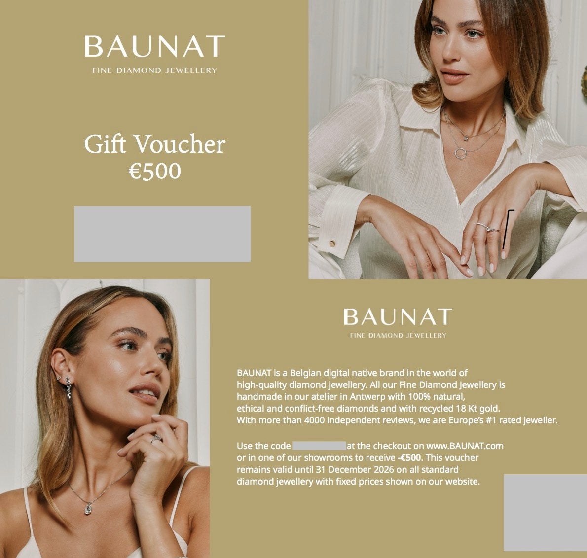 Baunat cadeaubon 500 euro, Kortingsbon, Overige typen