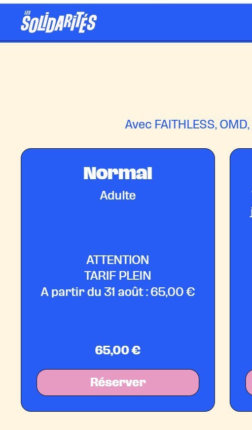 2 tickets pour le 4 sept au festival solidarités de Namur, Deux personnes, Septembre