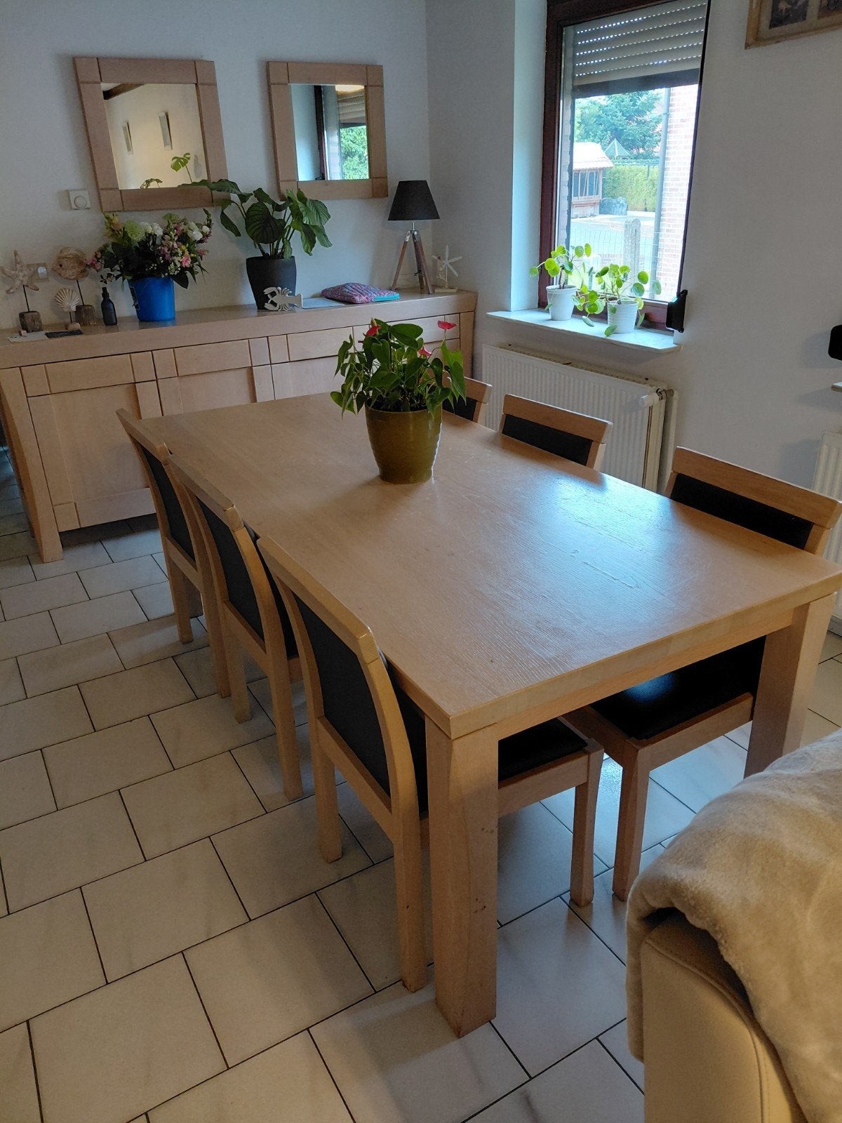 Eetkamer massief eik, Ophalen, Gebruikt, Modern eik, 4 tot 6 stoelen