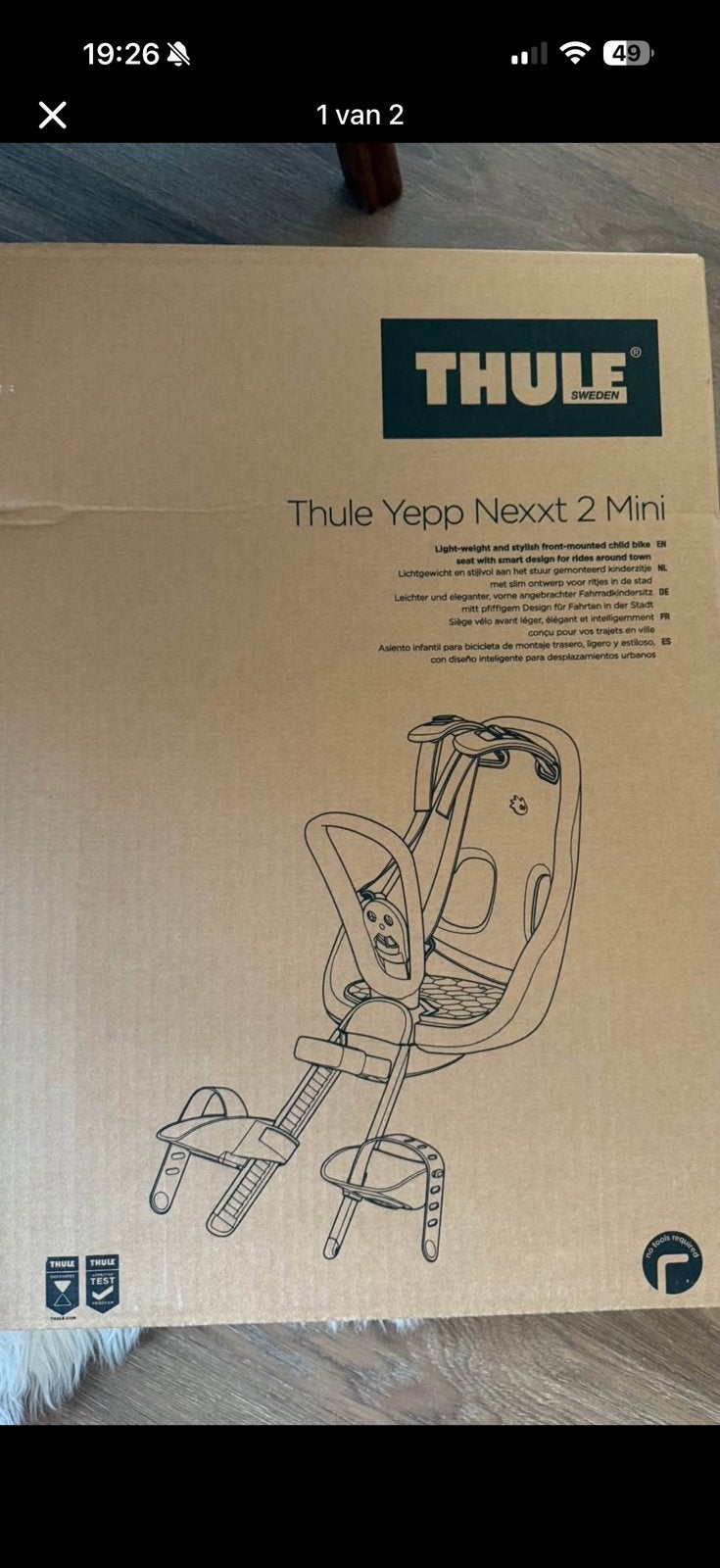 Fietsstoeltje Thule Yepp Nexxt 2 mini, Ophalen, Nieuw, Voorzitje, Voetsteuntjes