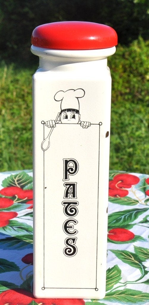 boite en verre peinte pour pâtes, Enlèvement ou Envoi, Vintage, Verre, Utilisé